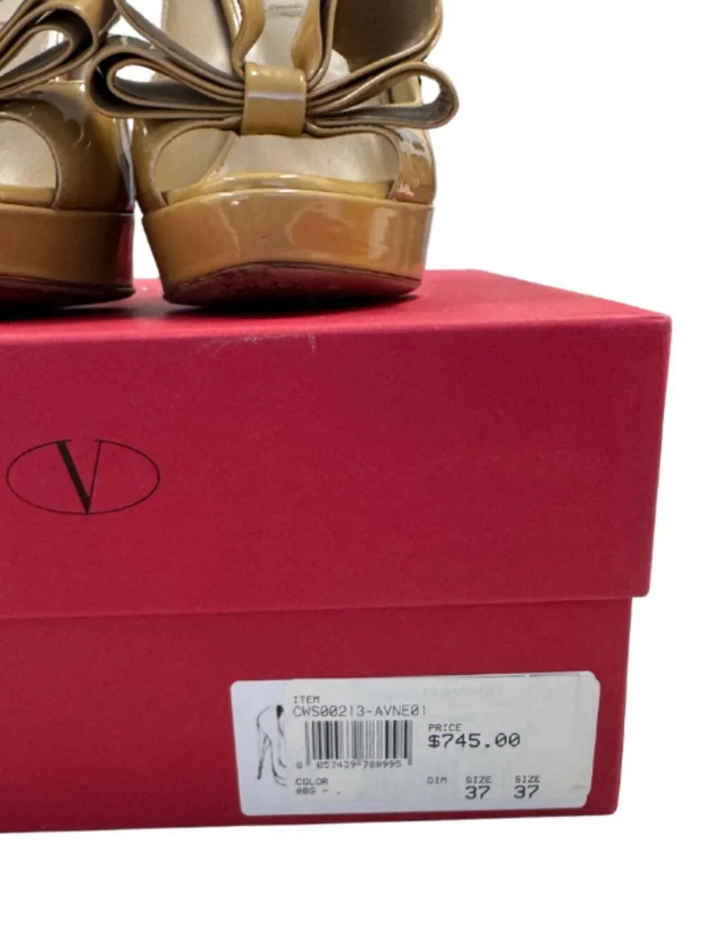 Valentino Garavani Patent Leather Bow Peep Toe Platform Pumps Heels +Box | EU 3